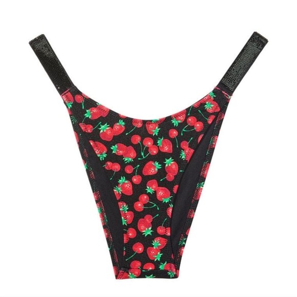 VICTORIA'S SECRET SWIM Shine Strap Brazilian Bikini Bottom Mixed Berry 🍓 - Picture 1 of 4